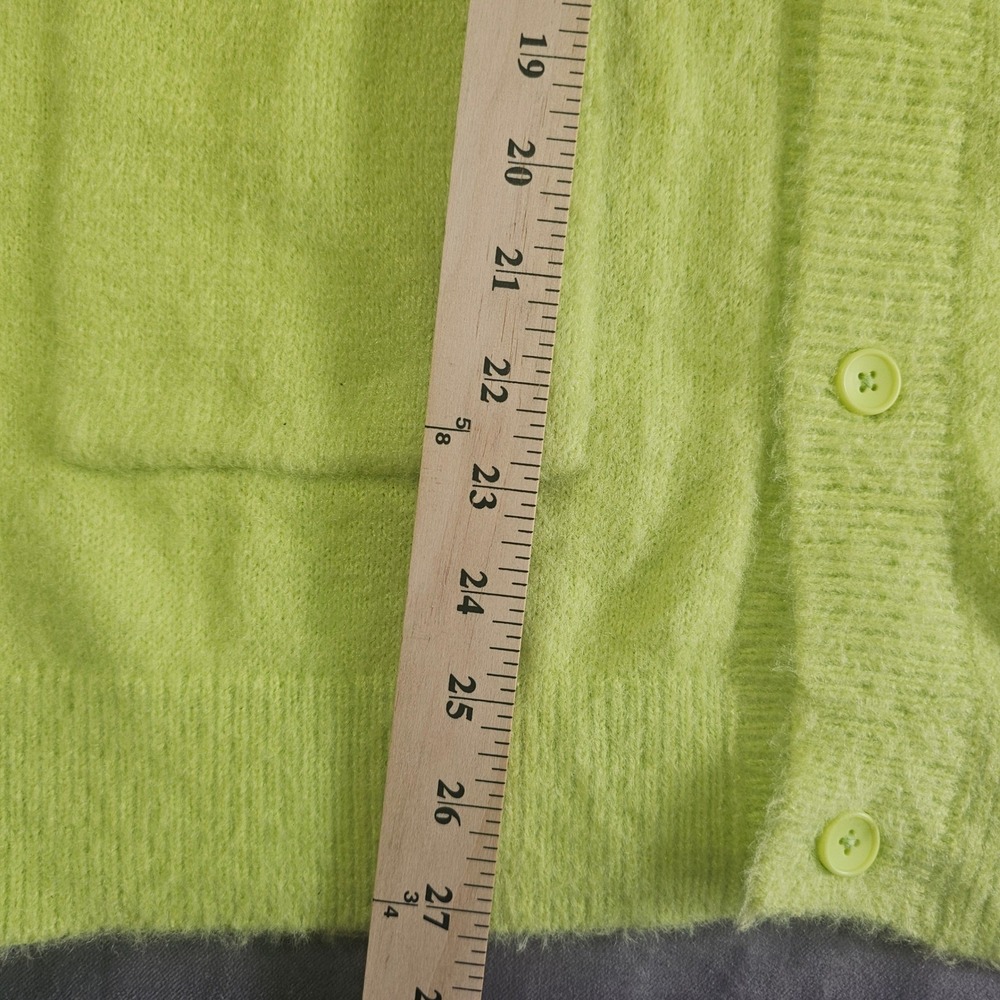 Original Use Mens Oversized Cardigan Lime Green Fuzzy Knit Button Front medium - Picture 6 of 7